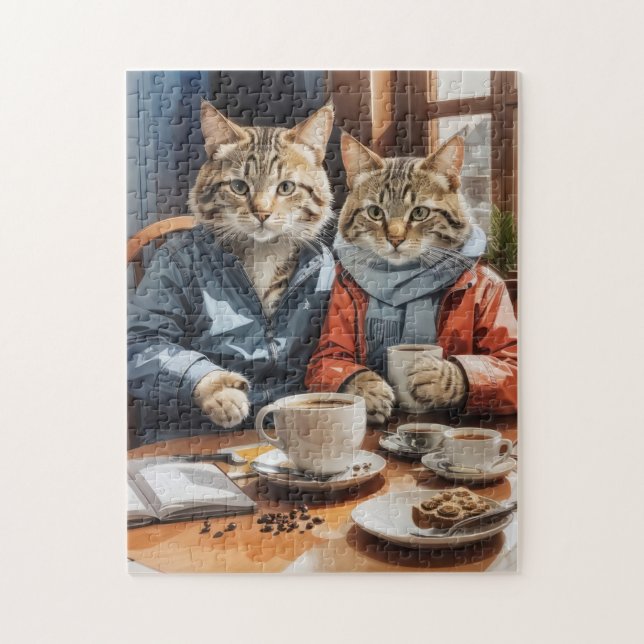 Cats and Coffee Jigsaw Puzzle (Vertical)