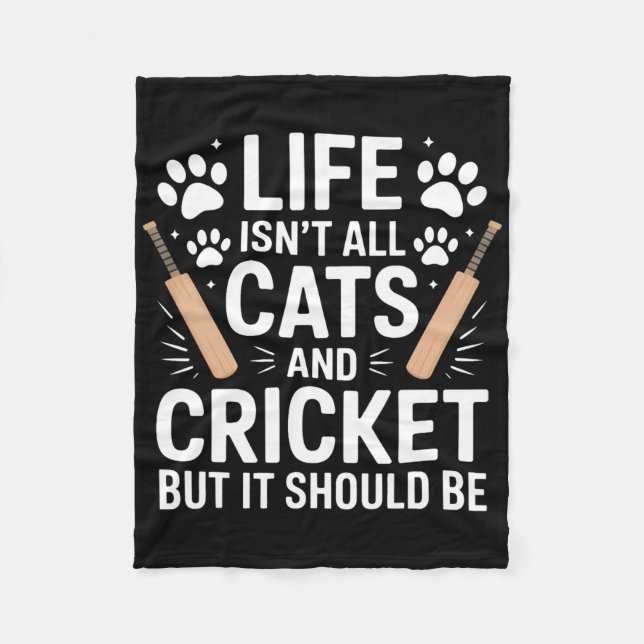 Cats And Cricket Funny Cricket  Fleece Blanket (Front)