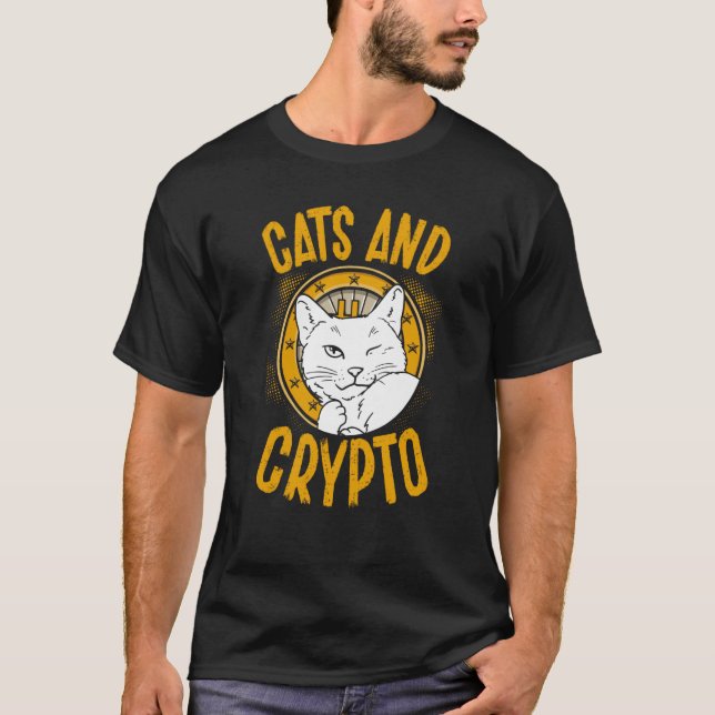 Cats And Crypto Cryptocurrency Blockchain Trader F T-Shirt (Front)