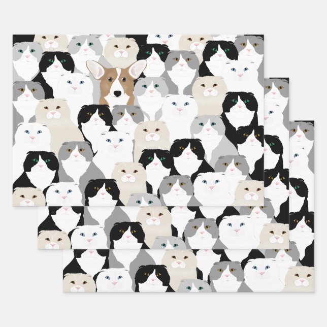 Cats and Dog Wrapping Paper (Set)