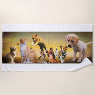 Cats and dogs beach towel. beach towel
