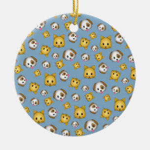 Cats and Dogs Emoji Pattern Ceramic Ornament