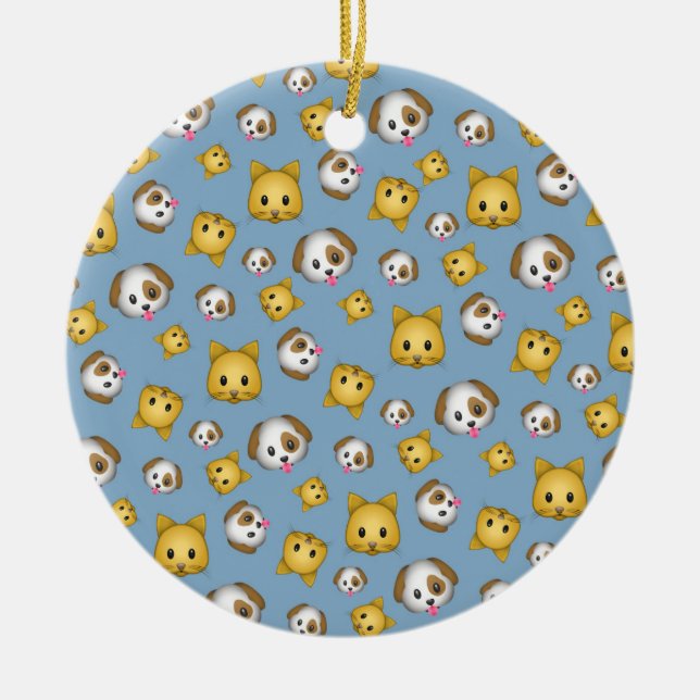 Cats and Dogs Emoji Pattern Ceramic Ornament (Front)