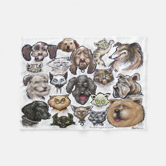 Cats and Dogs Fleece Blanket (Front (Horizontal))