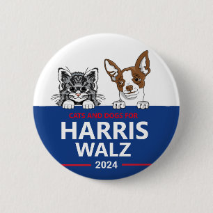 Cats and Dogs for Harris Walz 2 Inch Round Button
