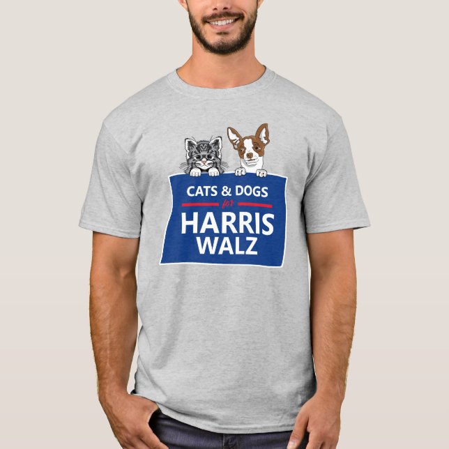 Cats and Dogs for Harris Walz T-Shirt (Front)