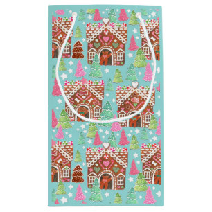 Cats and dogs gingerbread house gift bag