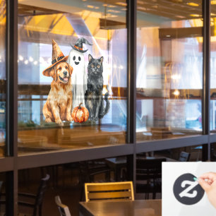 Cats and Dogs Halloween Window Cling