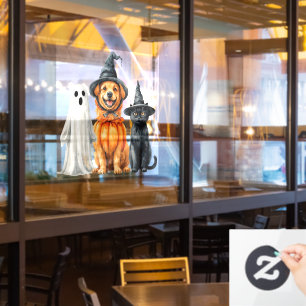 Cats and Dogs Halloween Window Cling