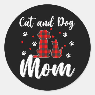 Cats And Dogs Mom Mother's Day Puppy Pets Animals Classic Round Sticker