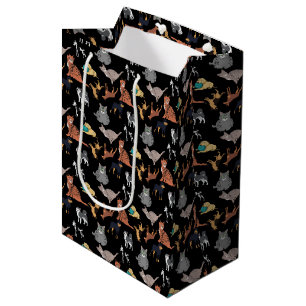 Cats And Dogs Pattern Design On Black  Medium Gift Bag