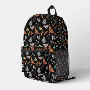 Cats And Dogs Pattern Design On Black  Printed Backpack