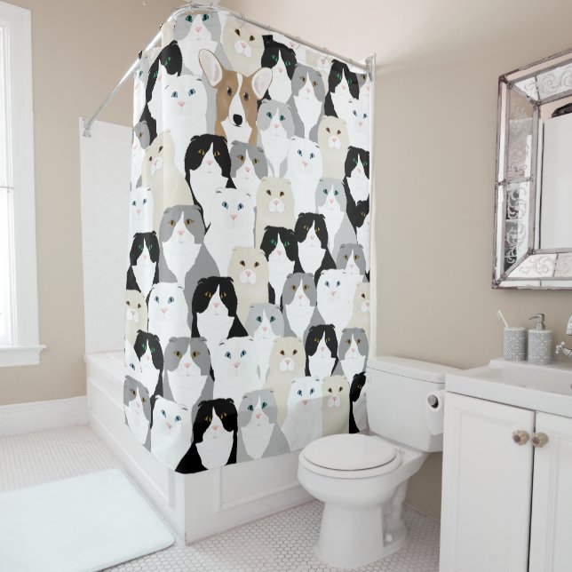Cats and Dogs Shower Curtain (In Situ)