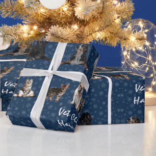 Cats and Dogs Veterinarian on Blue Wrapping Paper