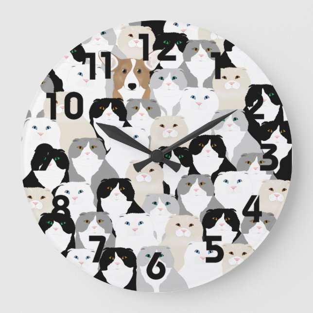 Cats and Dogs Wall Clock (Front)