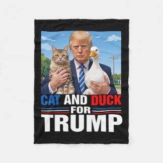 Cats And Ducks For Trump 2024 Cats Ducks For Presi Fleece Blanket