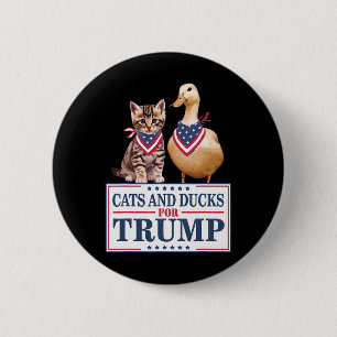Cats And Ducks For Trump 2024 Kittens And Ducks Fo 2 Inch Round Button