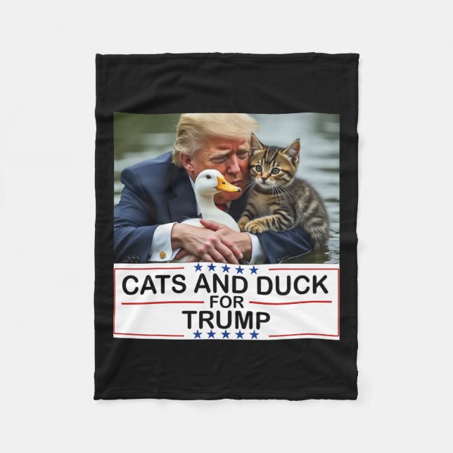 Cats And Ducks For Trump 2024 Kittens And Ducks Fo Fleece Blanket (Front)