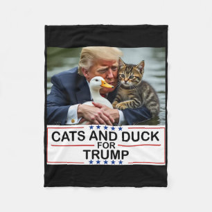 Cats And Ducks For Trump 2024 Kittens And Ducks Fo Fleece Blanket