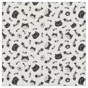 cats and fishbone fabric