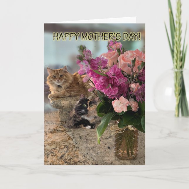 Cats and Flowers for Mother's Day Card (Front)