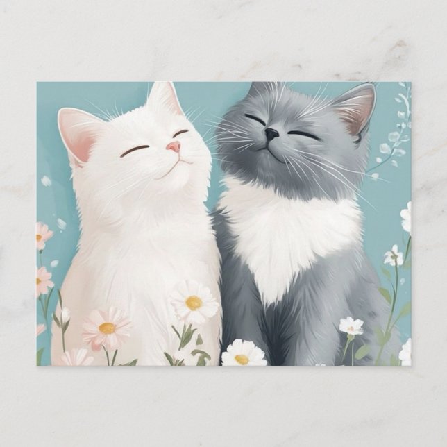 Cats and flowers postcard (Front)