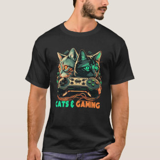 Cats And Gaming Cat kitties Gaming video games T-Shirt