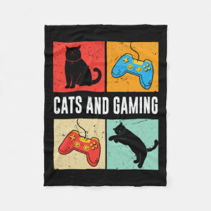 Cats And Gaming For The Cat Lover Gamer Video Game Fleece Blanket