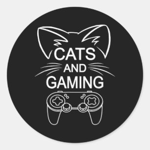 Cats And Gaming Funny Cat Lover Gaming Gift Gamer Classic Round Sticker