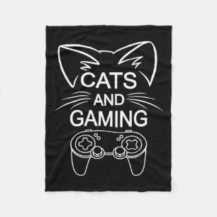 Cats And Gaming Funny Cat Lover Gaming Gift Gamer Fleece Blanket