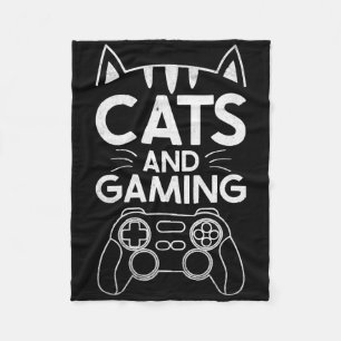 Cats And Gaming Funny Cat Lover Gaming Gift Gamer  Fleece Blanket