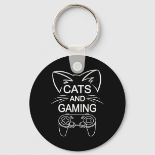 Cats And Gaming Funny Cat Lover Gaming Gift Gamer Keychain