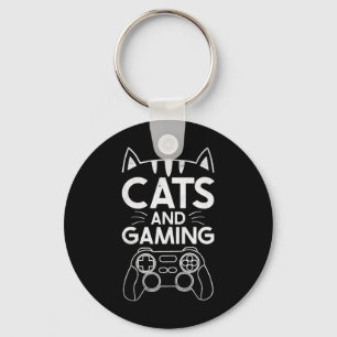 Cats And Gaming Funny Cat Lover Gaming Gift Gamer Keychain