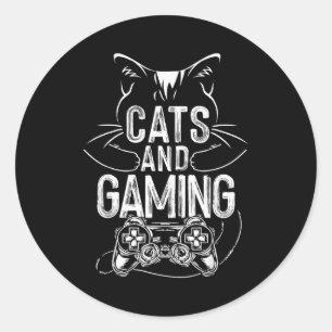 Cats And Gaming Funny For Gamer, Cat Lover, Cat Mo Classic Round Sticker