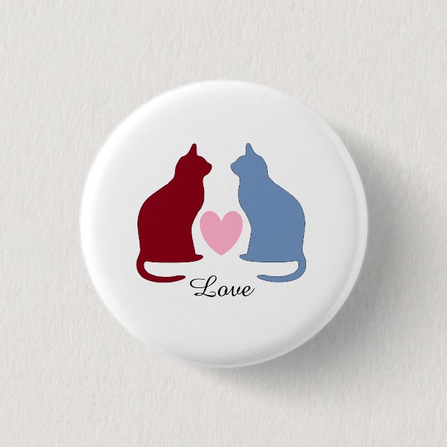 Cats and Heart 1 Inch Round Button (Front)
