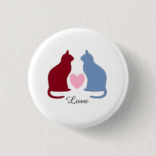 Cats and Heart 1 Inch Round Button