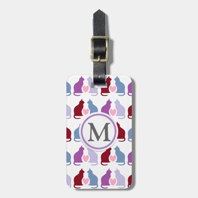 Cats and Hearts Luggage Tag (Front Vertical)