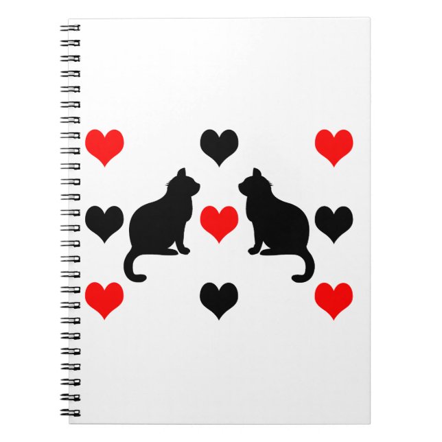 Cats and hearts pattern notebook (Front)