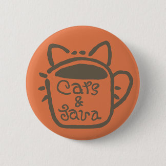 Cats and Java Brown Outline 2 Inch Round Button