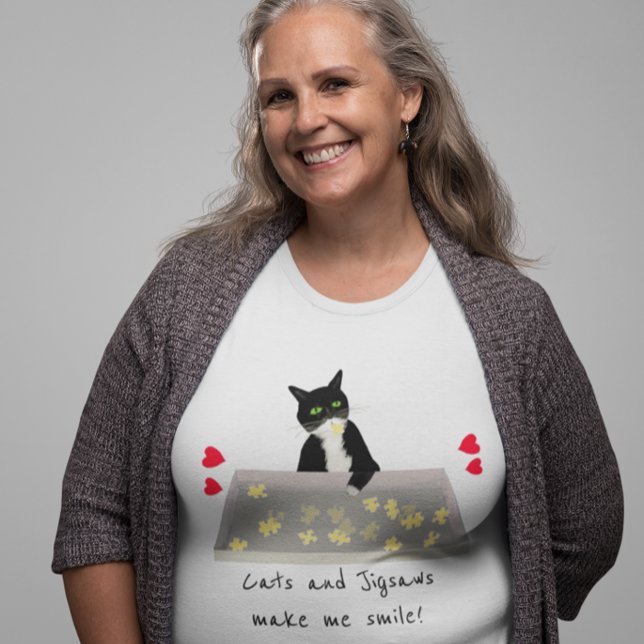 Cats and Jigsaws make me smile cat puzzle T-Shirt (Creator Uploaded)