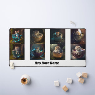 Cats and kittens in a teacup, desk mat