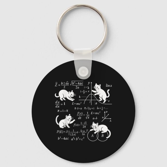 Cats And Math Lover Funny Cat Lover Science Teache Keychain (Front)