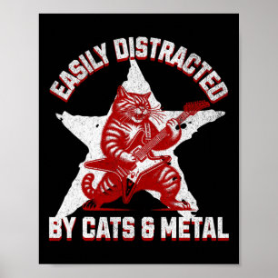 Cats And Metal Fan Music Metalhead Heavy Rock Star Poster