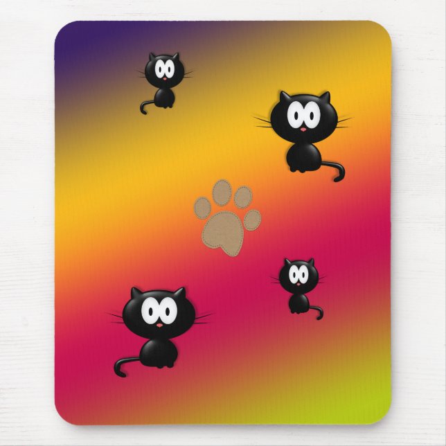 Cats and Paw Print Mouse Pad (Front)