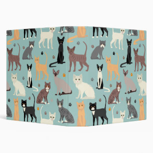 Cats and Paw Prints 3 Ring Binder