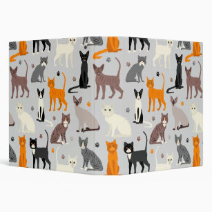 Cats and Paw Prints Binder