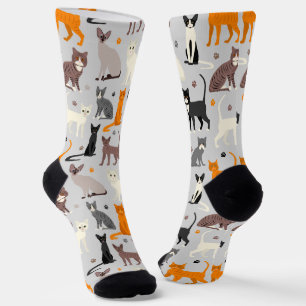 Cats and Paw Prints Socks