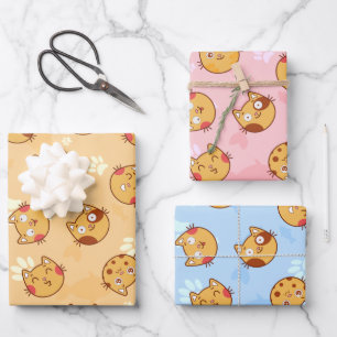 Cats and Paw Prints Wrapping Paper Set