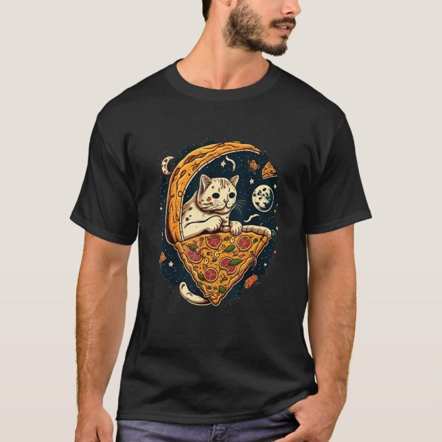 Cats And Pizza Funny Design Cat Lovers Pizza Lover T-Shirt (Front)