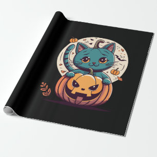 Cats and Pumpkins for a Happy Halloween! Wrapping Paper
